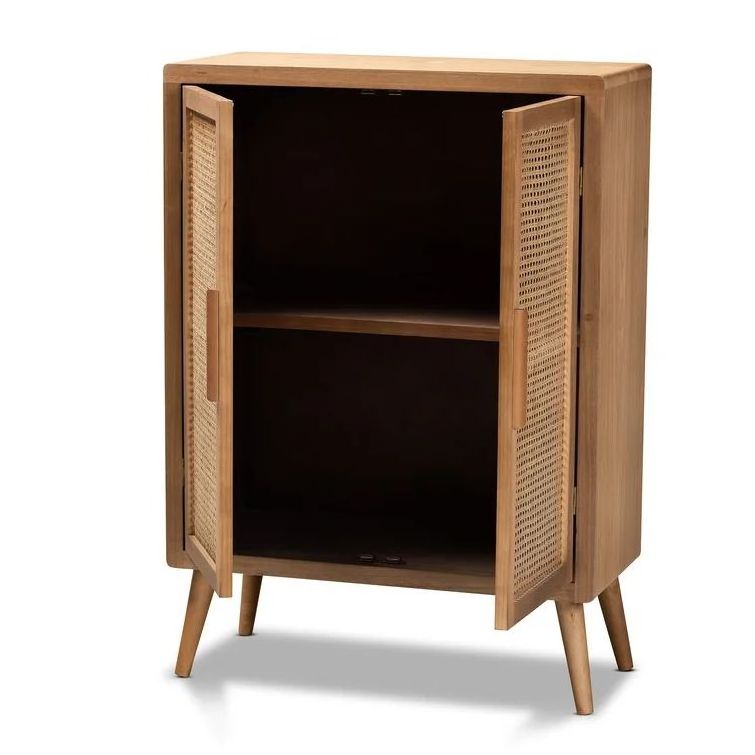 Creative rattan dining cabinet, 44.29 inch high, 2 door characteristic solid wood cabinet, suitable for restaurants