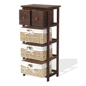 Creative drawer cabinet and worn and retro straw storage basket, suitable for living room and bathroom