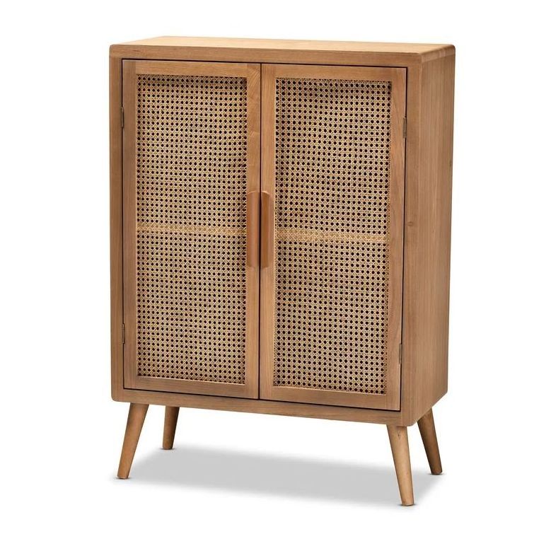 Creative rattan dining cabinet, 44.29 inch high, 2 door characteristic solid wood cabinet, suitable for restaurants