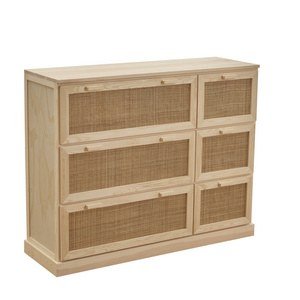 Nordic solid wood rattan woven bucket cabinet, living room, locker, filing cabinet