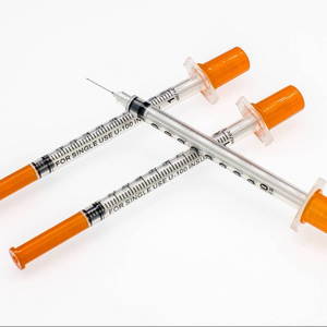 Factory Customized Medical Disposable 1ml Orange Cap Insulin Syringe With Needle