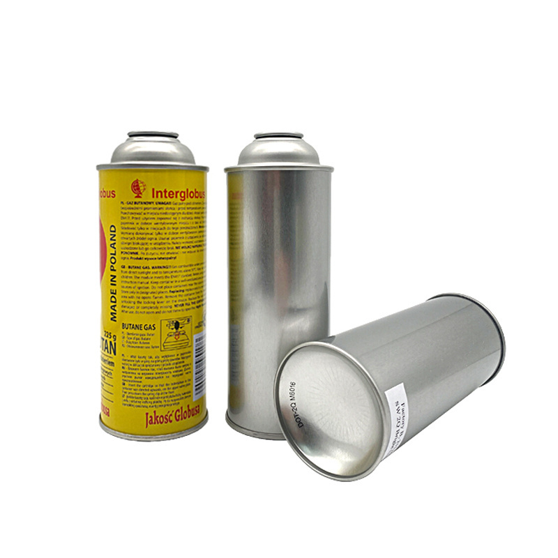 Butane lighter gas tin can empty aerosol tinplate can with valve and plastic cover