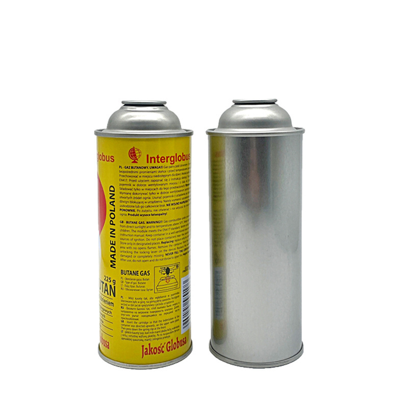 Butane lighter gas tin can empty aerosol tinplate can with valve and plastic cover