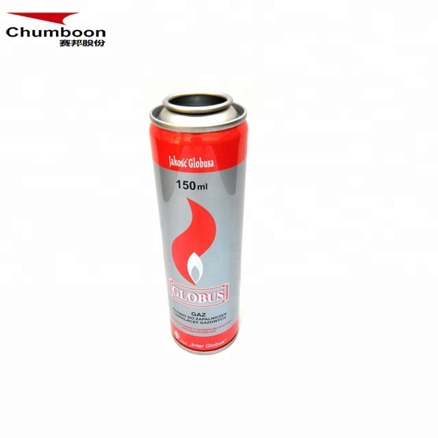 Butane lighter gas empty aerosol tinplate spray can with nozzle and valve