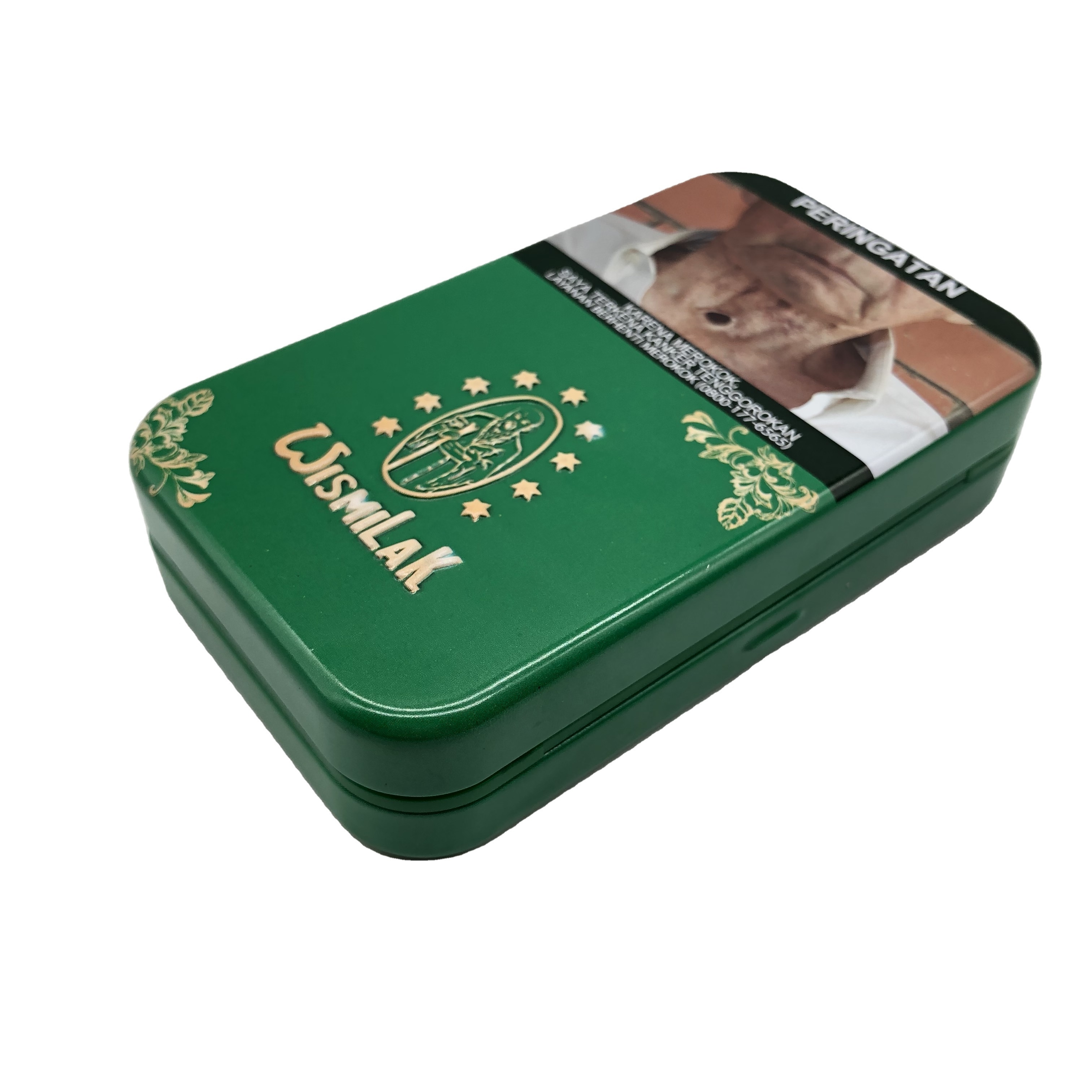 hinged lid rectangle tin box for cigarette