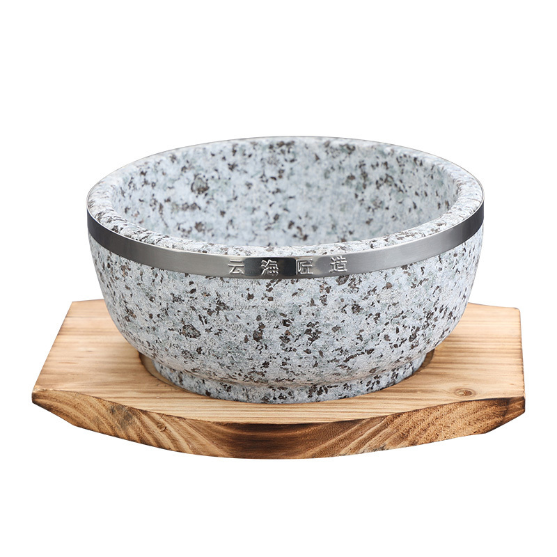 Japanese Korean Kitchen Cooking pot Bibimbap Dolsot Hot Granite Stone Bowl natural stone mixing bowls for Soup Rice Stew