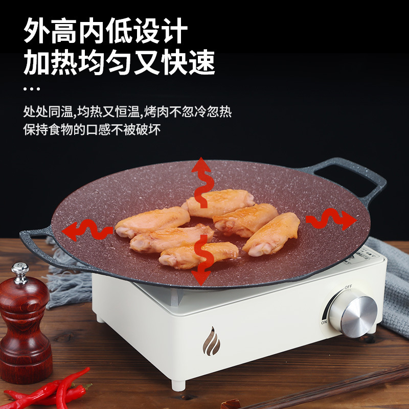 Korean Round Grill Pan Barbecue Pan Pork Belly Non-stick Cooker Maifan Stone Induction Cooker Gas Barbecue Tray