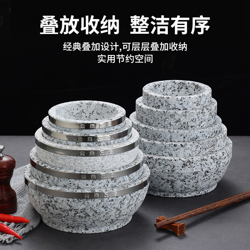 Japanese Korean Kitchen Cooking pot Bibimbap Dolsot Hot Granite Stone Bowl natural stone mixing bowls for Soup Rice Stew