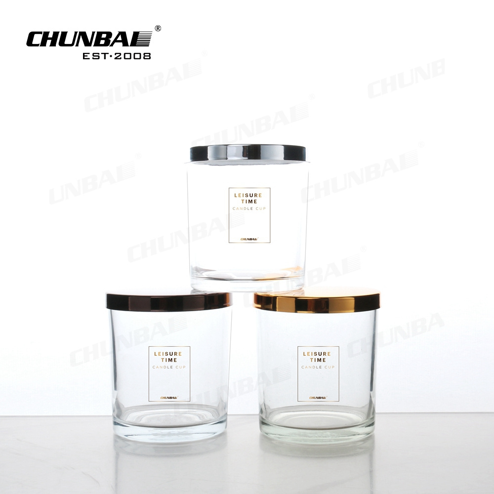 Bulk 2Oz 4Oz Crystal Wide Mouth Thick Large Empty High End Clear Transparent Glass Candle Glass Jar With Gold Lid