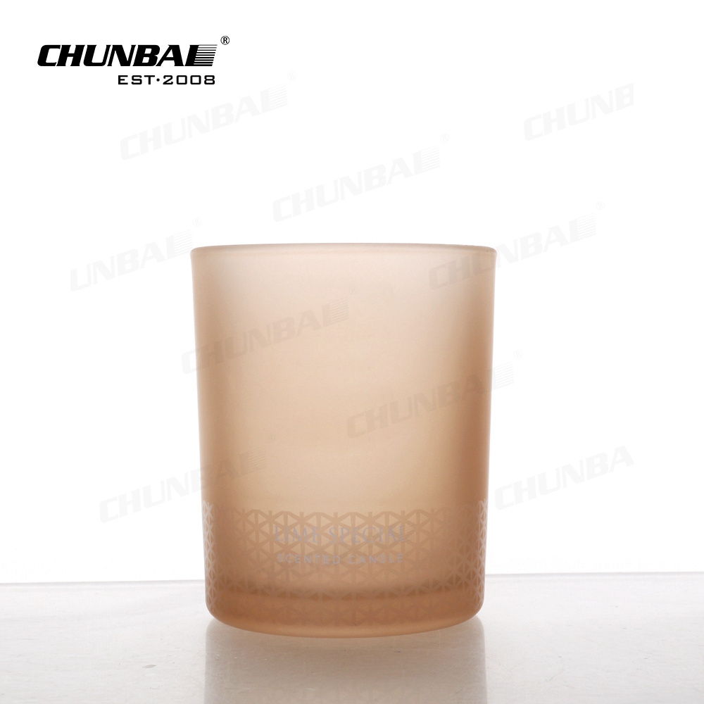 High Quality Wholesale 200Ml Luxury Rounded Bottom Wide Mouth Frosted Embossed Glass Candle Holder Jars For Candle Making