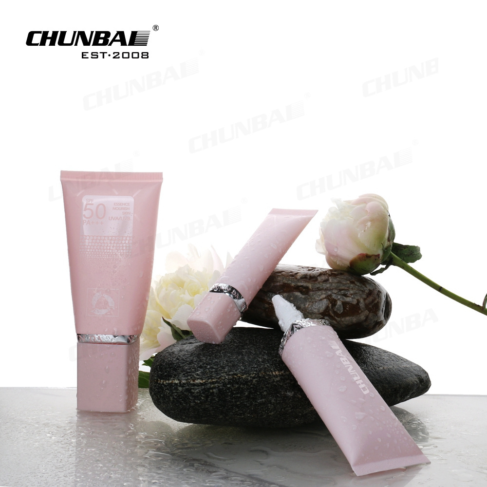 50ml 100ml 200ml 300ml pink squeeze empty body lotion tubes container packaging cosmetic plastic tubes with black screw cap