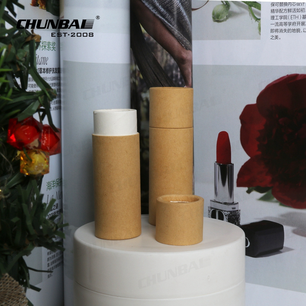 Eco Friendly Fashion Design Cardboard Refillable Cylinder Twist Up Lip Balm Container Chapstick Paper Lip Balm Tubes