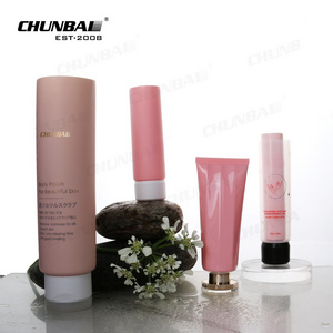 50ml 100ml 200ml 300ml pink squeeze empty body lotion tubes container packaging cosmetic plastic tubes with black screw cap