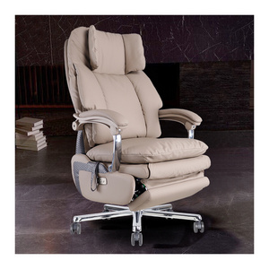 New European style design Electric mechanical office recliner Furniture Genuine Leisure Leather Single Modern Revolve Chair