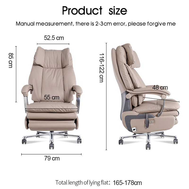 New European style design Electric mechanical office recliner Furniture Genuine Leisure Leather Single Modern Revolve Chair