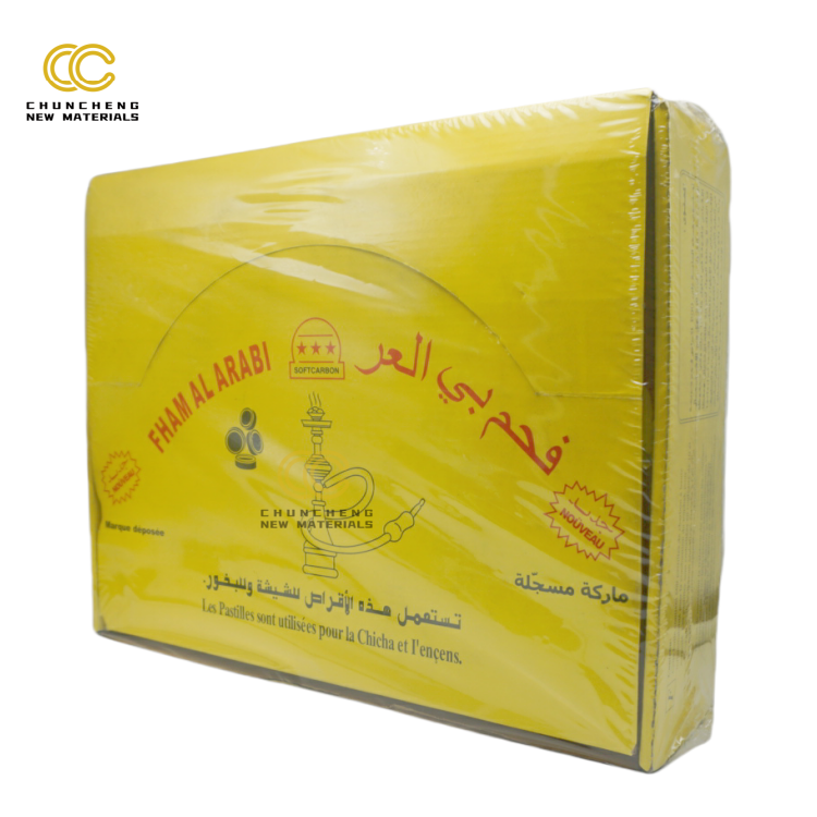 33mm 600pcs libyan big yellow gift box Fast Burning Instant hookah Charcoal for shisha fruit wood incense charcoal disk