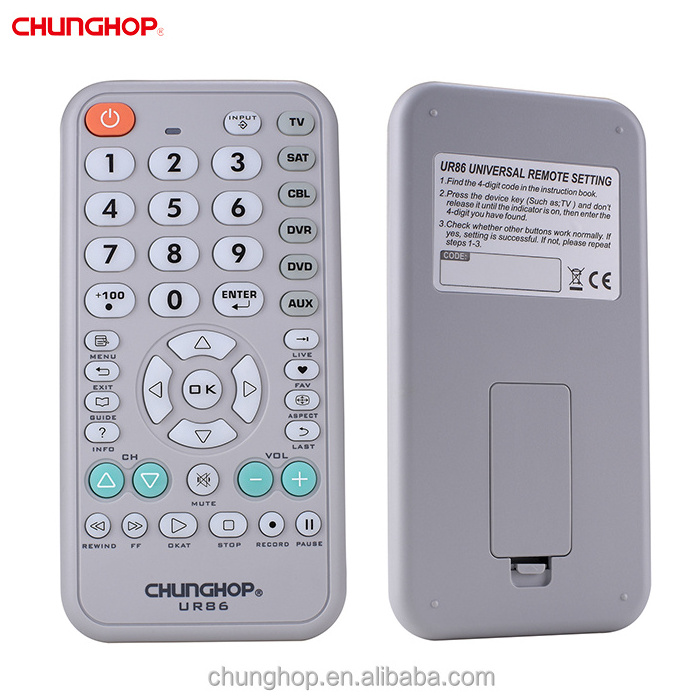 UR86 Universal tv Remote Control Chunghop operation 6 devices in 1 remote