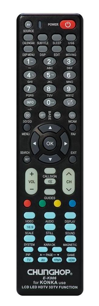 Chunghop E-K906 for Konka brand LCD/LED/HD TV wireless universal remote control for Konka tv remote