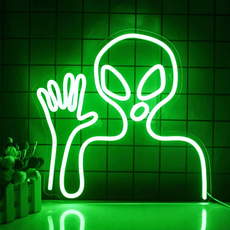 Alien Hello Hand Gesture LED Neon Light