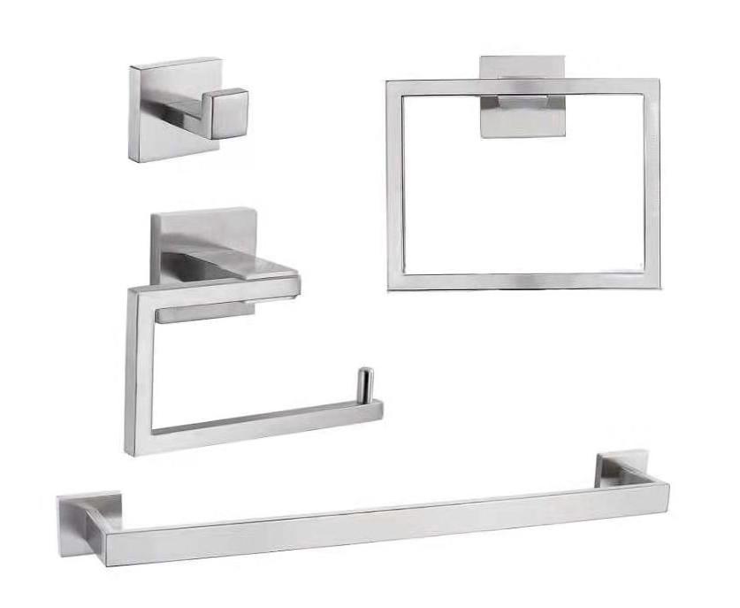 European Style Wall-Mounted Gold 304 Stainless Steel Bathroom Hardware Accessories Set Includes Black Towel Bar Holder Set