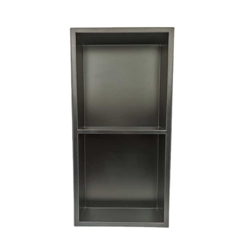 Modern Design Wall-Mounted Stainless Steel Shower Niche with Double Black Metal Shelves Bathroom Accessories for Hotels