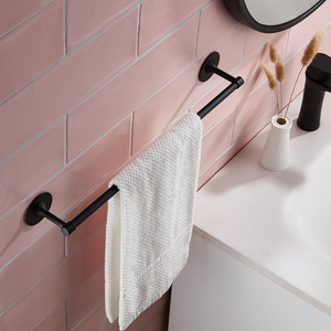 Black Bathroom accessory 3M self adhesive single towel bar holder for kitchen metal