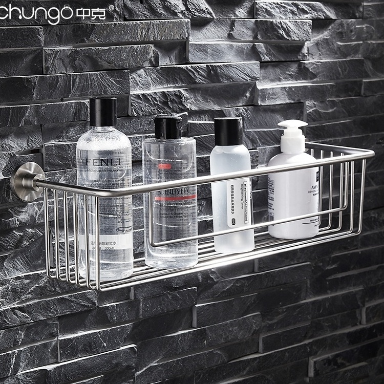 304 Stainless steel bathroom caddy  basket shelf with hooks shower organizer storage