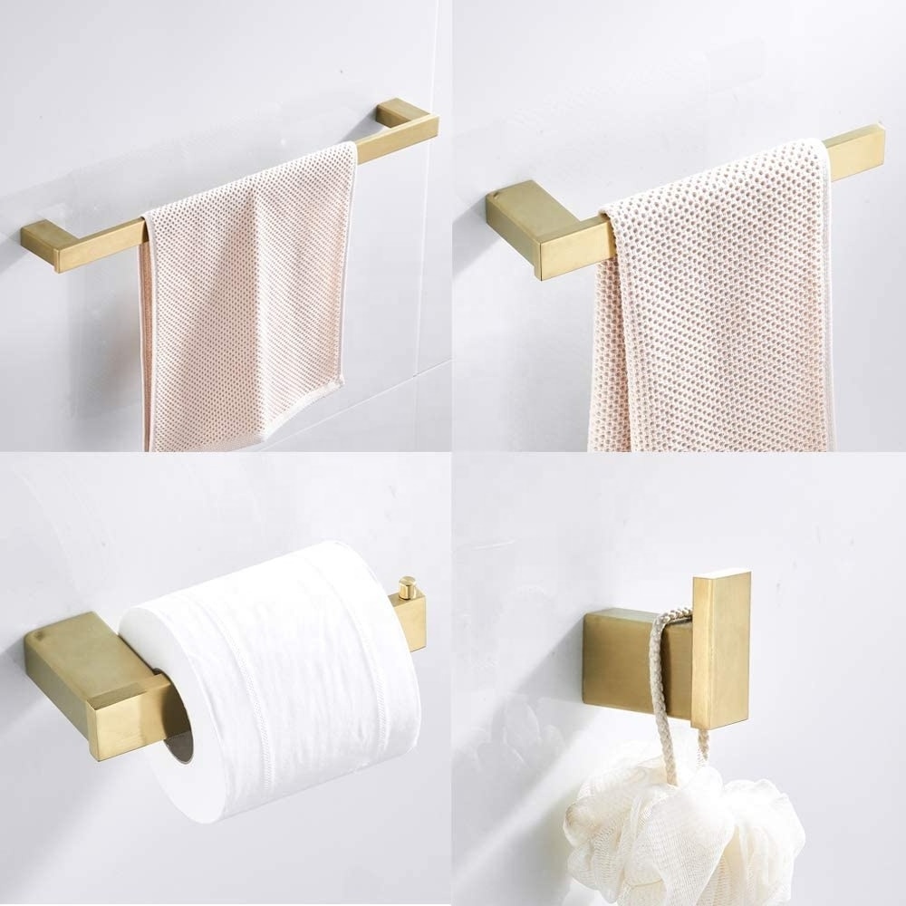 shower wall 4 piece pcs hardware towel nordic rack set golden stainless steel decor sanitary fittings and bathroom accessories