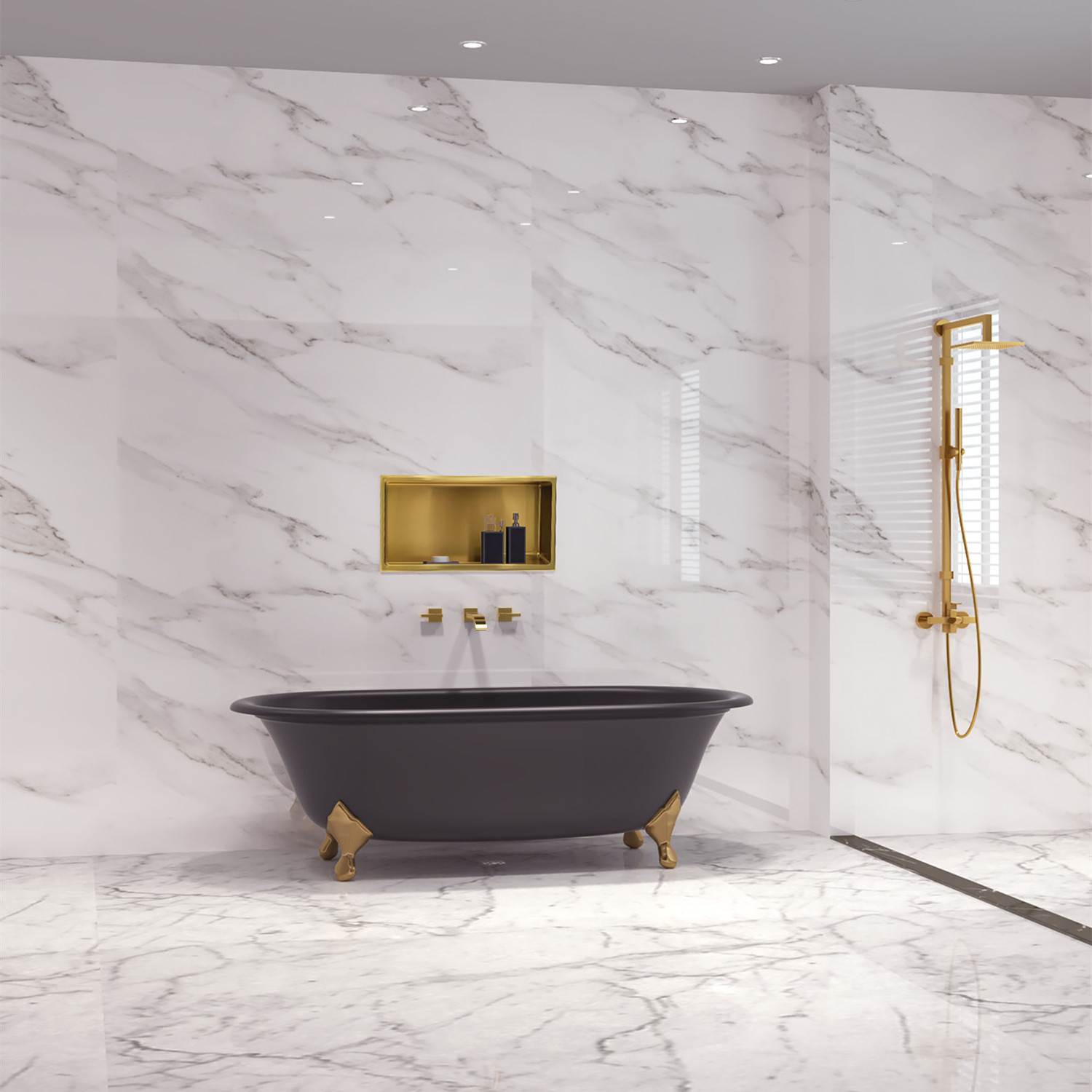 Bathroom shower room matte gold black 12