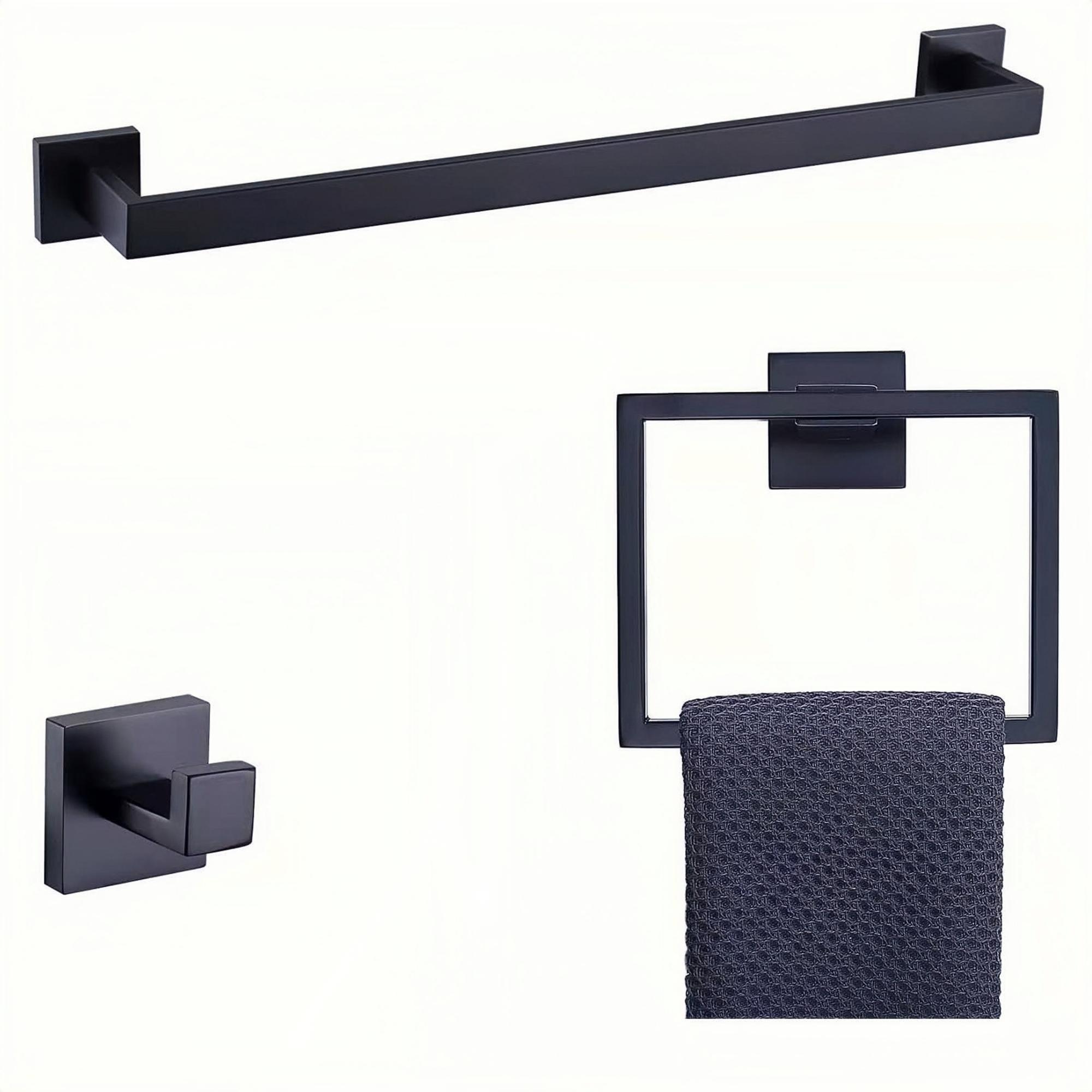 European Style Wall-Mounted Gold 304 Stainless Steel Bathroom Hardware Accessories Set Includes Black Towel Bar Holder Set