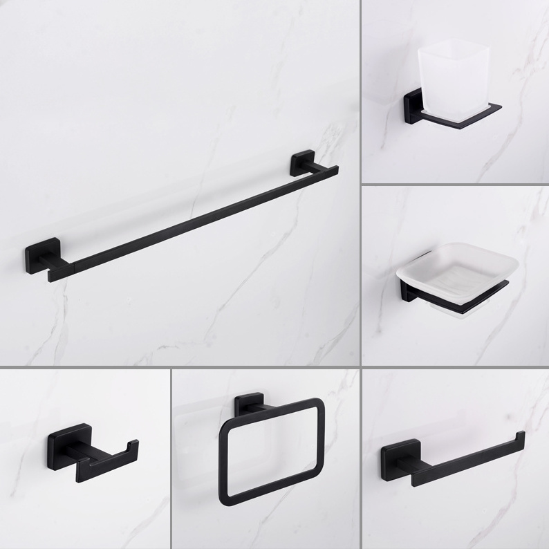 4-Piece Bathroom Accessories Set Wall Mount Towel Bar Rack and Washroom Hardware in Black/Chrome/Gold Stainless Steel Finish