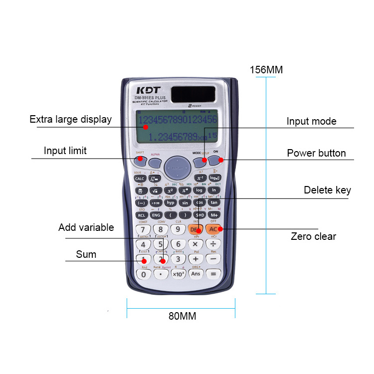 Dm-991Es Plus Oem Odm Multifunctional 417 Function Scientific Calculator Student Calculator With 2-Line Display