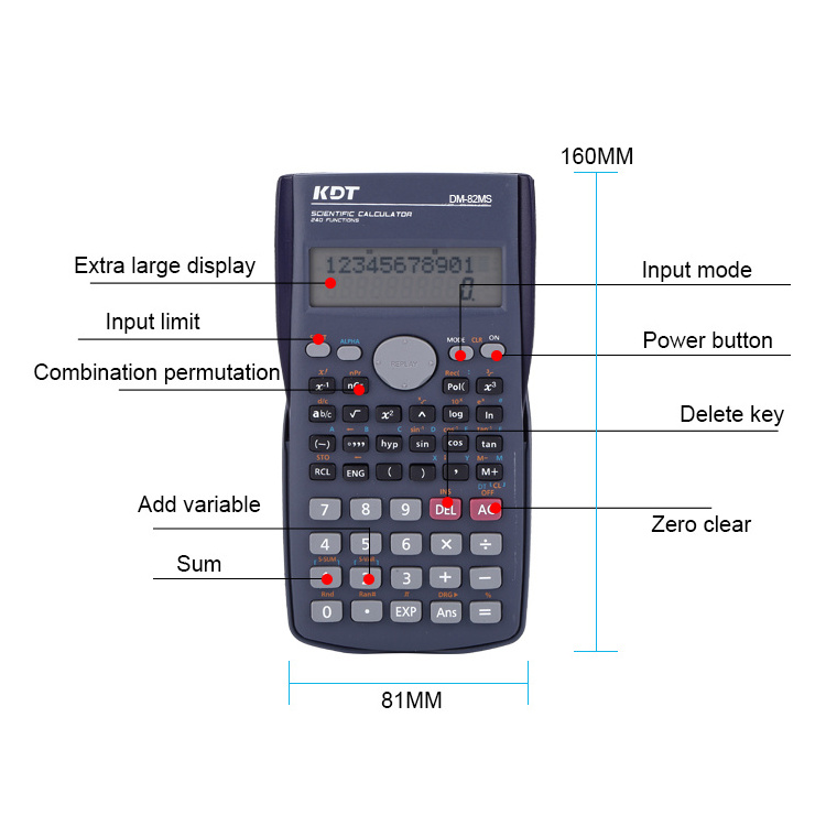 240 kinds of function scientific calculator DM-82MS