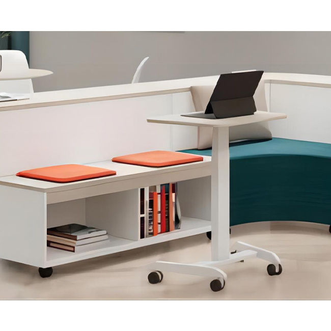 Modern Lifting Mechanism Height Adjustable Mobile Tables With Wheels Small Meeting Home Office Desks And Chair