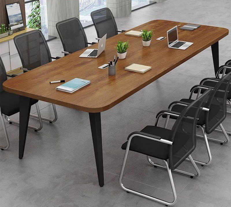 China Factory Price High Quality High End Simple Style Office Meeting Room 8 Person Square Wood Conference Table