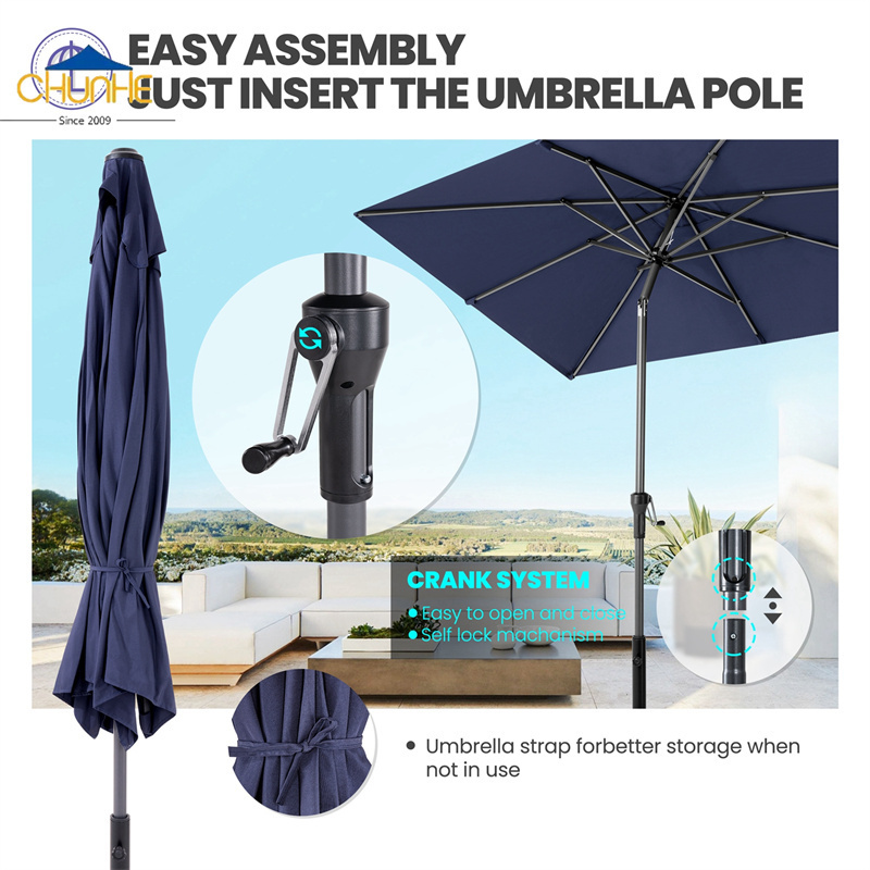 Waterproof Windproof Cantilever Outdoor Banana Square Folding Umbrella Garden Patio Umbrella With base