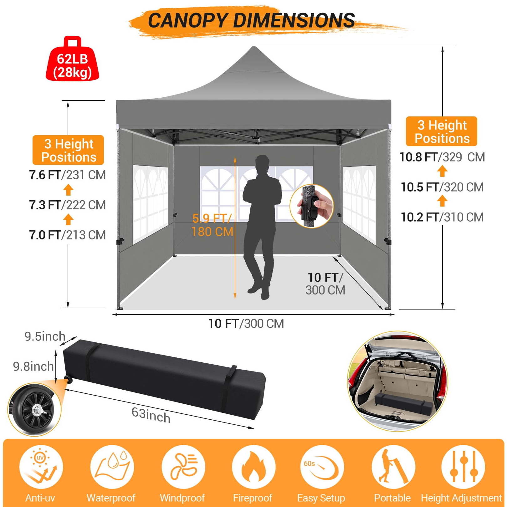 3x3 portable folding Canopy shelter garden kazebo gazibo tent marquee outdoor 10x10 outside tent with net walls