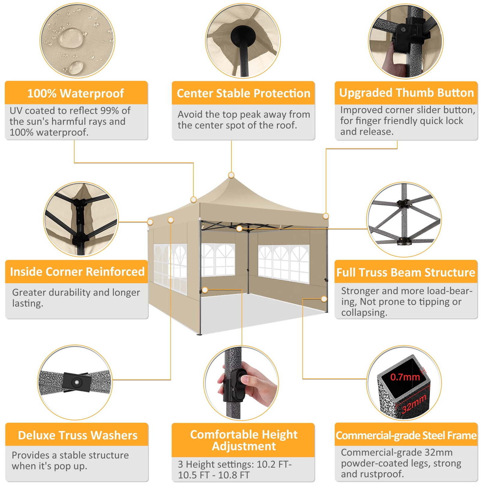 3x3 portable folding Canopy shelter garden kazebo gazibo tent marquee outdoor 10x10 outside tent with net walls