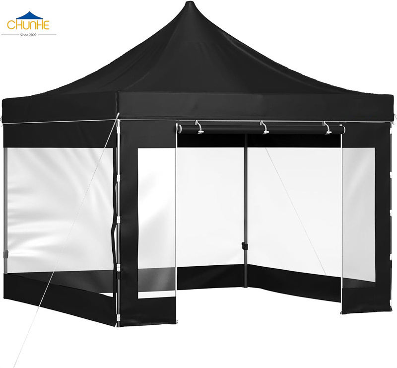 10*10 Black lnstant Portable Shelter Pop Up Outdoor Canopy Tent With Removable sidewalls For Parties Camping