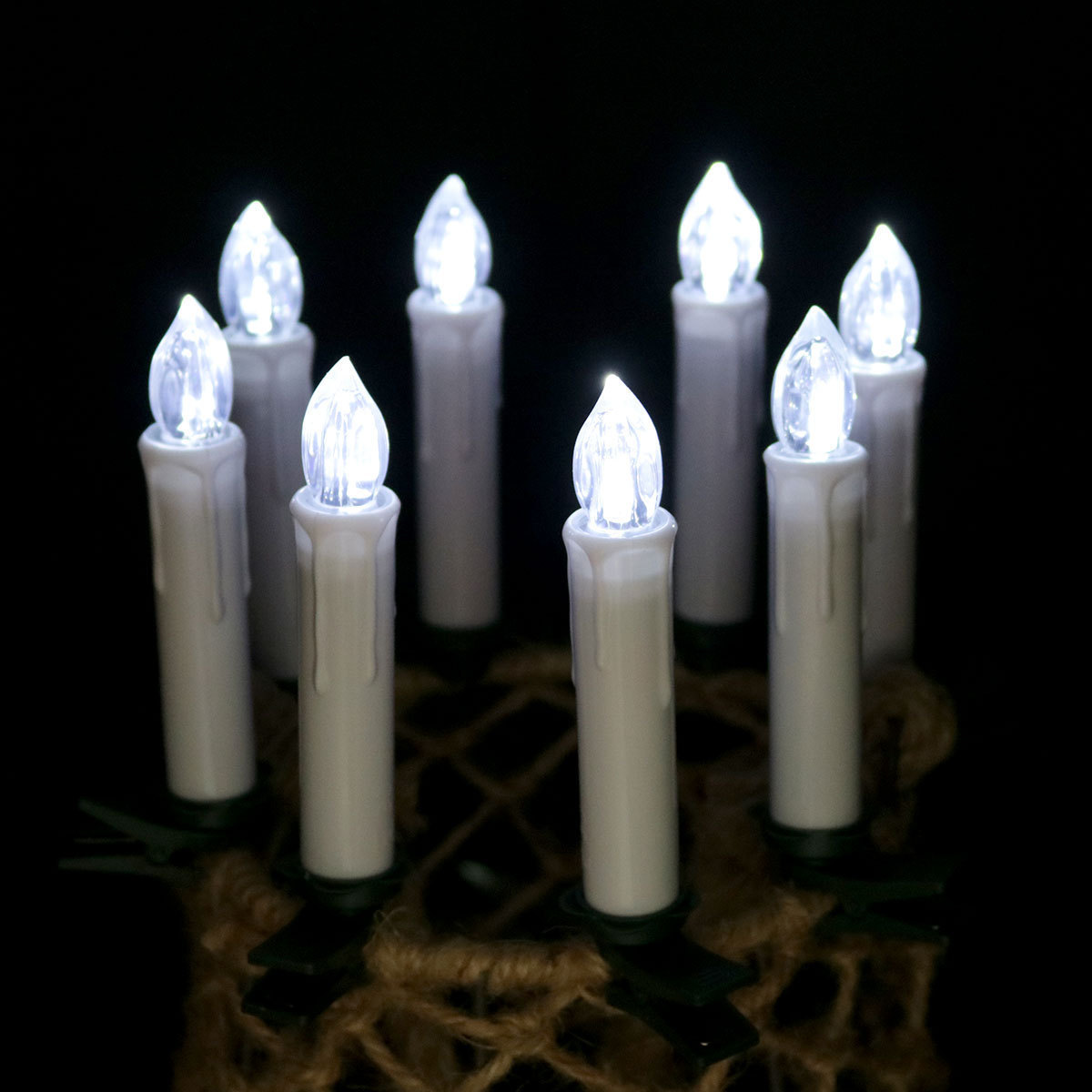 Flameless Window Candles - Ivory Battery Operated LED Taper Candles with Remote Updated Timer Function