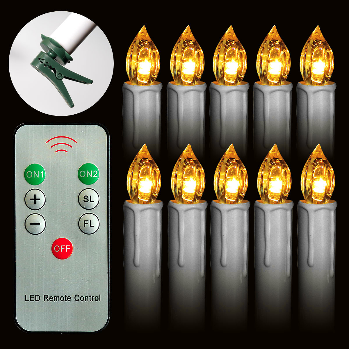 Flameless Window Candles - Ivory Battery Operated LED Taper Candles with Remote Updated Timer Function