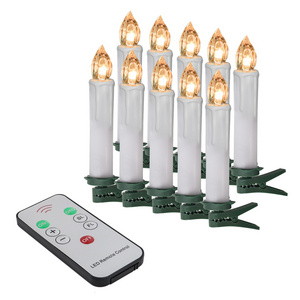 Flameless Window Candles - Ivory Battery Operated LED Taper Candles with Remote Updated Timer Function