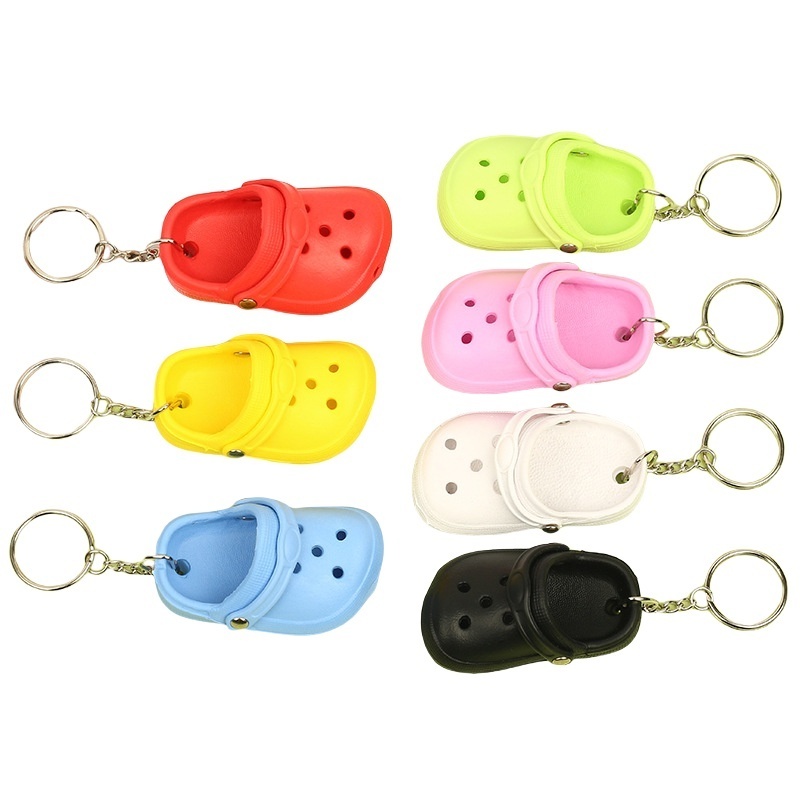 Lovely 3D Mini Eva Plastic Key Chain Foam Hole Sandal Slipper Beach Shoe Keychain