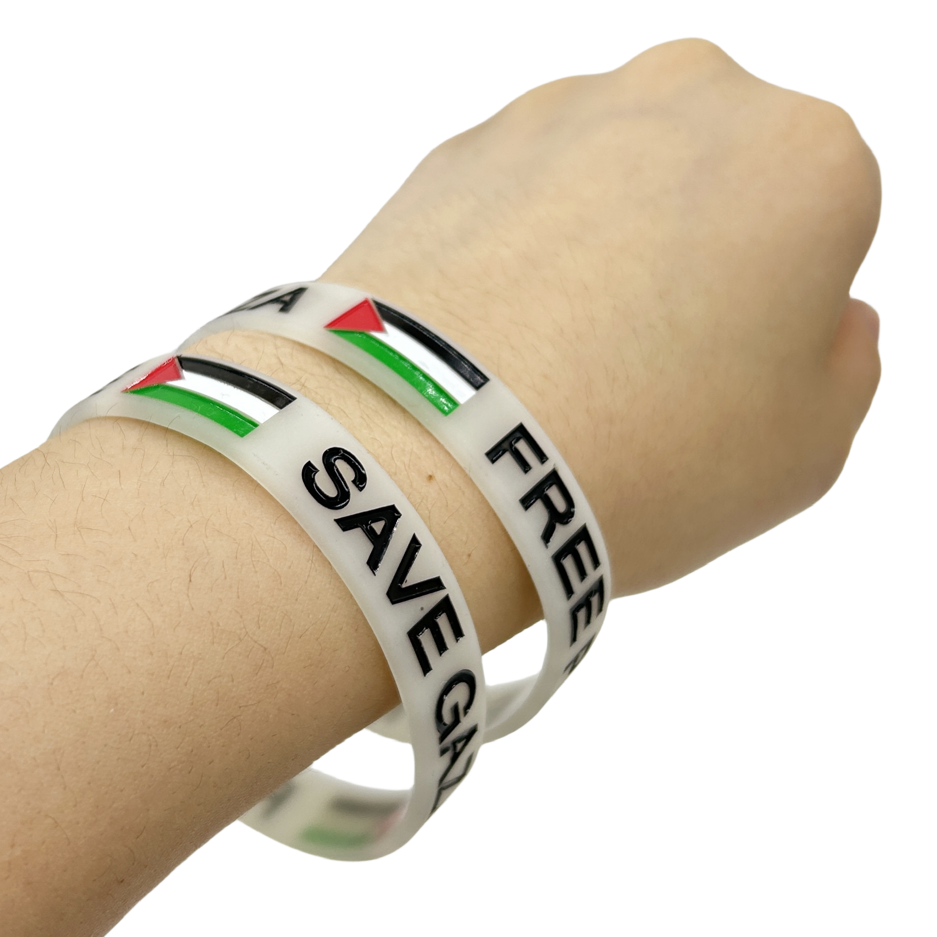 Palestine Glowing In The Dark Wristband Bracelet Wholesale Custom Ink Injected Wristband Bracelet Palestine Flag Wristbands