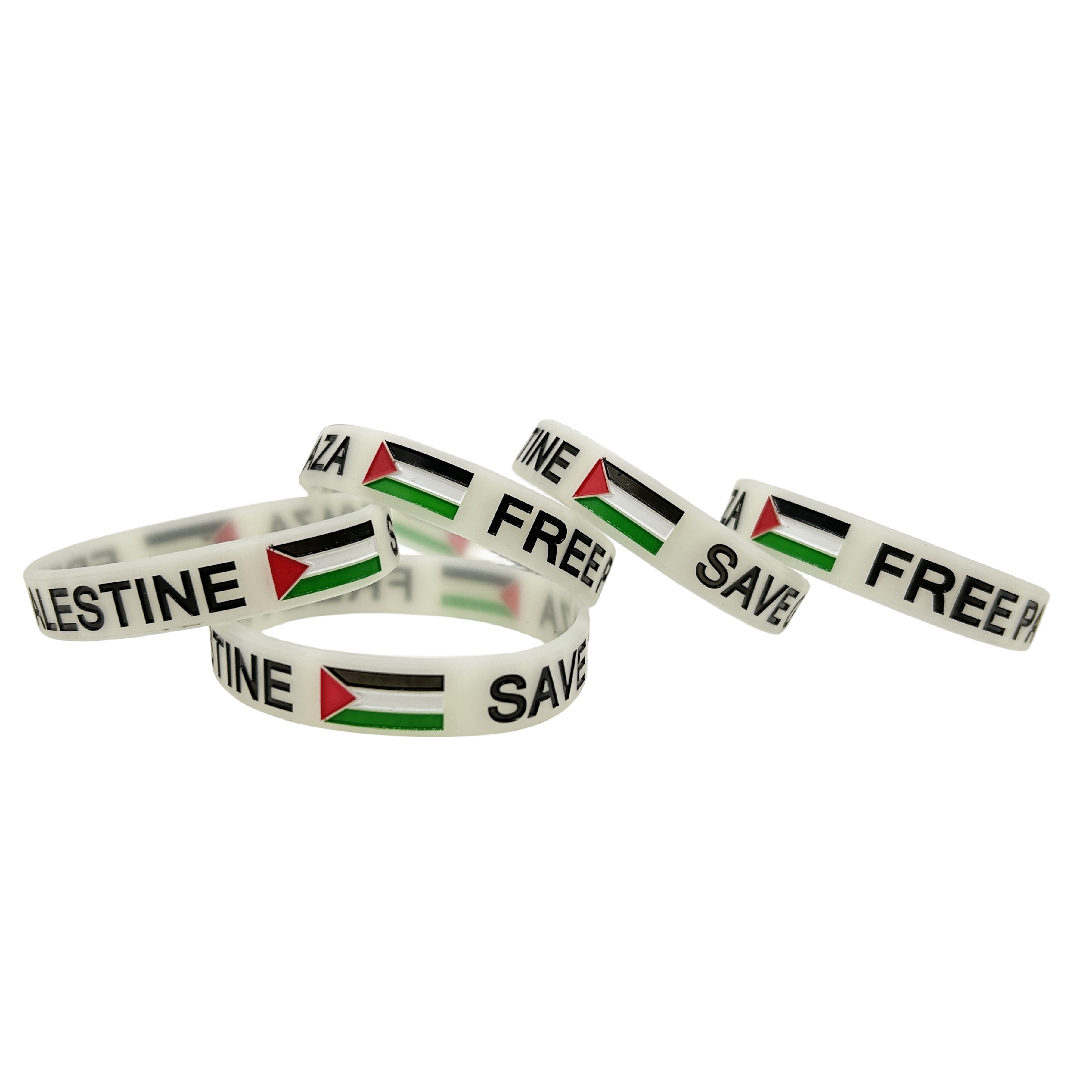 Palestine Glowing In The Dark Wristband Bracelet Wholesale Custom Ink Injected Wristband Bracelet Palestine Flag Wristbands