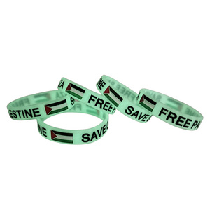 Palestine Glowing In The Dark Wristband Bracelet Wholesale Custom Ink Injected Wristband Bracelet Palestine Flag Wristbands