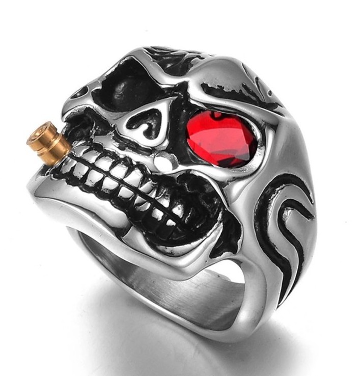 Biker Jewelry Rings Hiphop Punk Style Skull Rings For Men