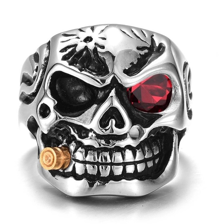 Biker Jewelry Rings Hiphop Punk Style Skull Rings For Men