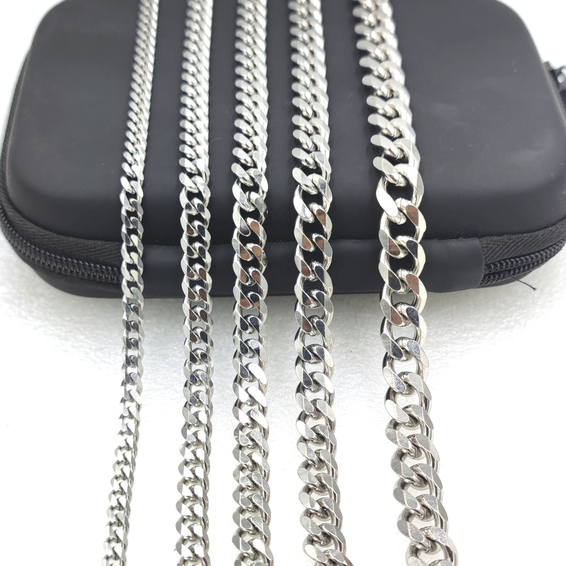 Mens Curb Chain  4MM 5MM 6MM 9MM Silver Solid Stainless Cuban Necklace