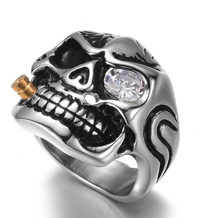 Biker Jewelry Rings Hiphop Punk Style Skull Rings For Men